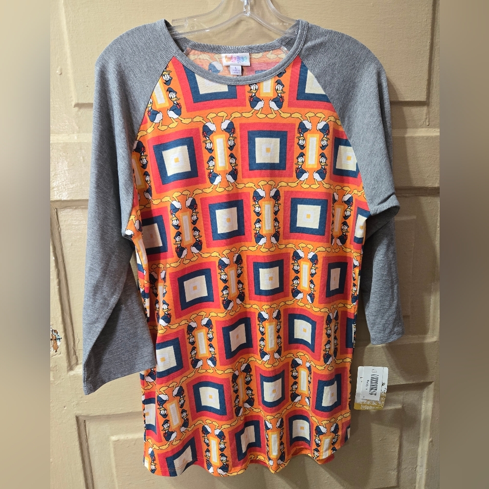 Lularoe Disney Donald Duck Randy Raglan Tshirt NWT Size: Large